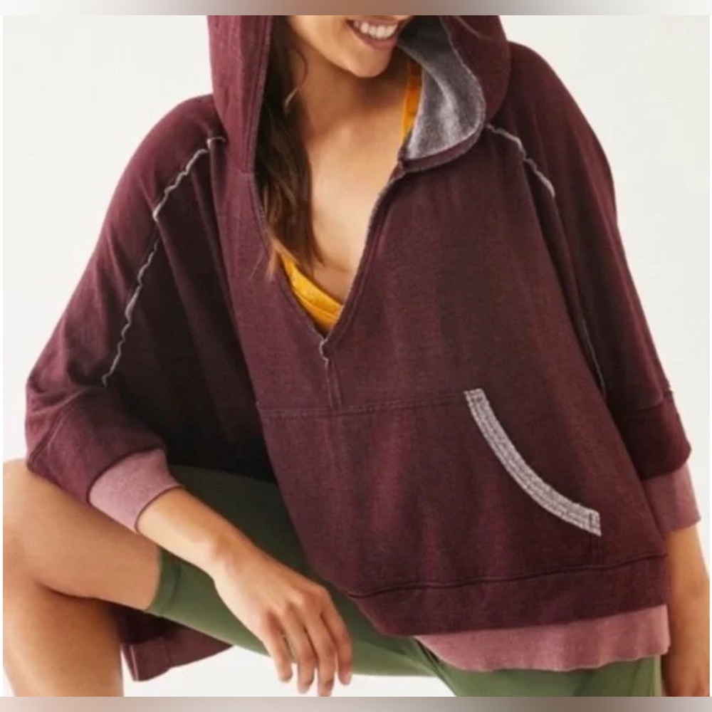 Free People Bonfire Hoodie in Fig Jam Size XS